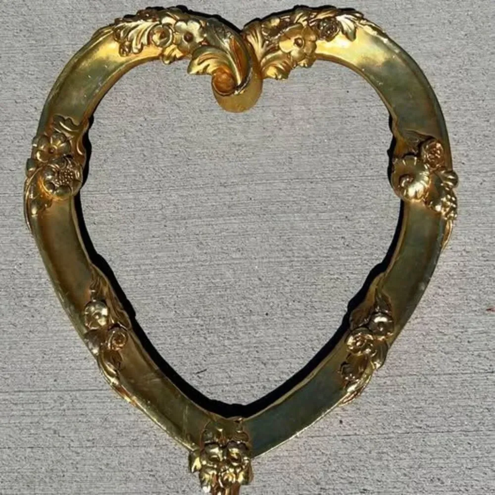 Vintage Heart Picture Frame Gold, Metal, 24”x22”